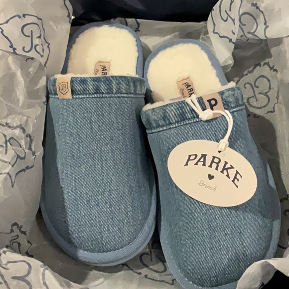 Parke Shoes - Parke Brunch Collab Denim Slip-On Slippers Size W8/ M7